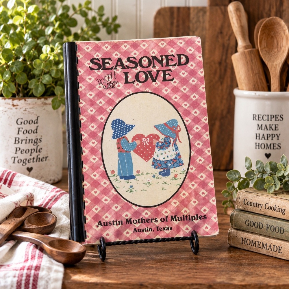 Seasoned With Love Cookbook Austin Mothers of Multiples Texas Spiral Bound Heart